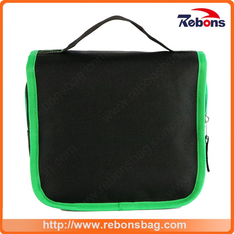 Promotional Polyester Beauty Handle Cosmetic Bag for Travel Outdoor with Two Compartment