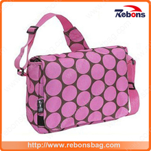 fashion Pink Spotted Allover Silk Creen Shoulder Bag with a Adjustable Shoulder Strap