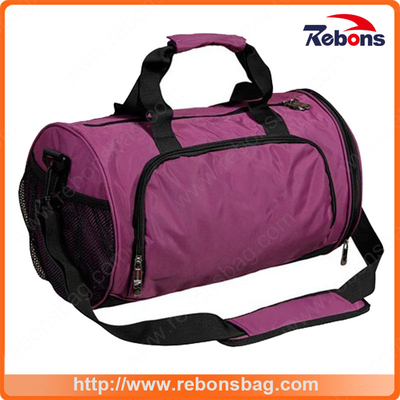Big Volume Vintage Long Barrel Draw-Bar Men Leather Duffel Bag Polyester Travel Bag with Adjustable Shoulder Strap